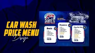 Car wash and detailing price menu design by adobe photoshop