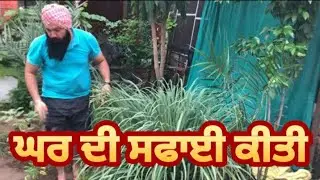 ਘਰ ਦੀ ਸਫ਼ਾਈ ਕੀਤੀ ਘਾਹ ਬਹੁਤ ਹੋ ਗਿਆ ਸੀ।