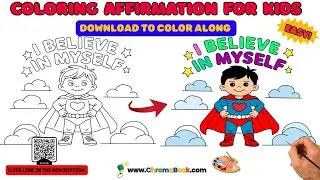 Coloring Affirmation for Kids &ndash; I Believe in Myself | Cute Kawaii Drawing