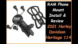 How To Install RAM Phone Mount 2021 Harley Davidson Heritage 114 - Review