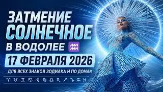 Затмение Солнечное  в Водолее ♒ 17 февраля 2026 Для всех знаков зодиака и по домам