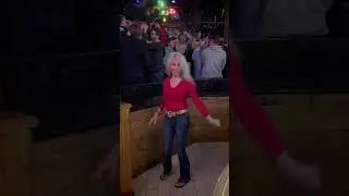 ANGELA TODD, ANN ARBOR, MICHIGAN, DANCING IN TIGHT RED TOP, TIGHT JEANS, & SPARKLY BELT OF CRYSTALS!