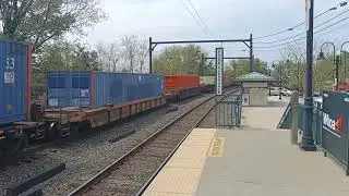 CSX i032 with a track geometry box car and DPU at Olney Pa.