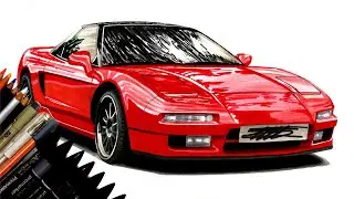 Realistic Car Drawing - Honda/Acura NSX - Time Lapse - Drawing Ideas
