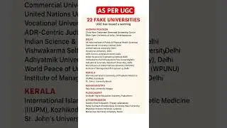 LIST OF 22 FAKE UNIVERSITIES IN INDIA AS PER UGC #university #yt #institute #ytshorts #fake #news
