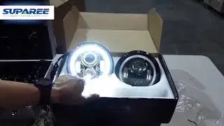 #SUPAREE  7 Inch  LED Headlights with White Halo Ring Angel Eyes