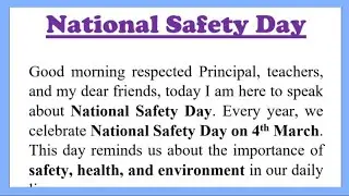 National Safety Day Speech in English 210 words