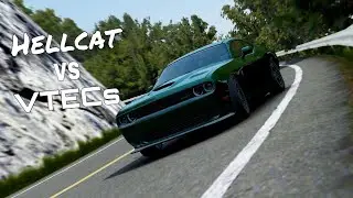 Challenger Hellcat takes on time attack Hondas in the touge || Assoluto Racing