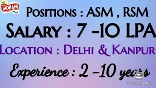 Assistant Sales Manager jobs in Delhi & Kanpur |Jobs in 2020| RSM & ASM Jobs