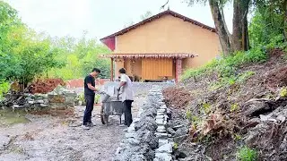 Old House Renovation Episode 62 ~ Side Yard Wall Foundation Laid and Hillside Retaining Wall Done
