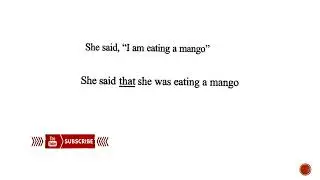 ENGLISH - Reported Speech PART ONE