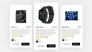 how design products card using HTML and CSS with hover effect