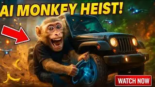 AI Monkey Check Security Jeep and ESCAPES in Epic Chase! 😱 You Won't Believe His Tricks!
