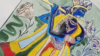 Lord Krishna watercolor painting/amritas creative studio 