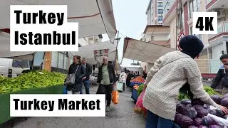 Turkey, Istanbul, Authentic Istanbul Market Experience | Walking Tour in Real Turkey [4K]