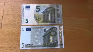 NEW 5 Euro bill compared to the old one