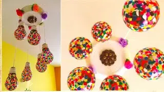 Waste Bulb crafts for room decor|| DIY crafts for room decor ||paintings on bulb||bulb hangings