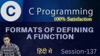 Function category |  Formats of defining a function | In Hindi