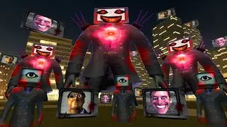 Ghost Titan TV Man in Big City, Scary Giant TV Obunga + Jerma | Custom Nextbot Chase GMOD