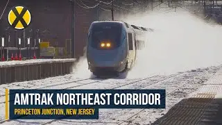 Trains Kicking up Snow at Princeton Junction
