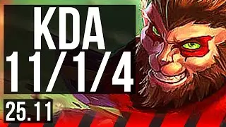 WUKONG vs URGOT (TOP) | 11/1/4, 7 solo kills, Legendary | EUW Master | 25.11