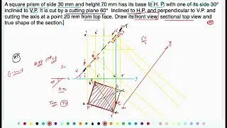 📐 Engineering Graphics &ndash; Section of Solids | Square Prism & Cylinder with Inclined Cutting Planes ✍️