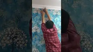 flower design wallpaper installation #ytshorts #howtoinstallwallpaper #3dwallpaper
