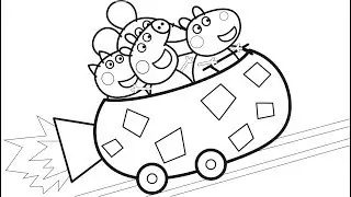 Peppa Pig Coloring Pages | Peppa Pig's Roller Coaster FUN! Learn Colors For Children