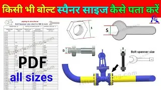 Bolt spanner size chart | piping and structural bolt spanner chart | stud bolt MM & inch size