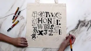 Drawing letters on my tote bag; hand lettering