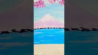 beautiful acrylic painting mountain tree and weather #shorts #art #trending #viral#youtubeshorts#diy