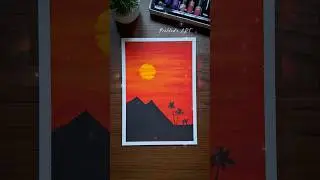 Sunset in the Desert | Oil Pastel Landscape Drawing