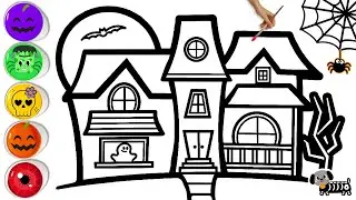 🏚️👻 РИСУНКИ НА ХЭЛЛОУИН | Как нарисовать счастливый дом с привидениями | Простое пошаговое руково...