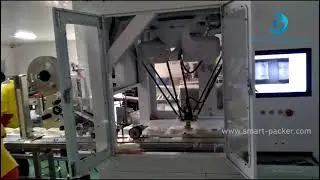 Automatic wet tissue bag robot hand placing machine spider hand packer line