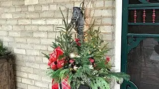 Christmas Planters - Building Floral Around Decor Centerpiece - Christmas Horse Planters
