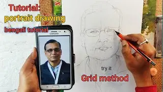 Grid method portrait drawing tutorial for beginners/Step by Step drawing/how to draw