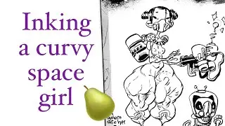 Inking a curvy space girl 🍐💥 #drawingvideo #Thick #Booty