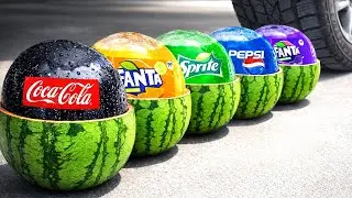 Experiment Car vs Watermelon Coca Cola, Fanta, Sprite 🍉🥤🚗 | Crazy Crush Test 😱! EvE