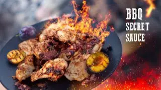 ASMR Seaside BBQ | Grilled Chicken Wings with Smoked Plum Sauce at Sunset | No Talking