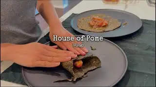 quinoa crepe with cinammon apples, and apple Sauce burned ends