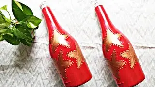 Christmas Special Bottle Art 2 | DiY Christmas Bottle Art Easy Design | Christmas Bottle Decoration