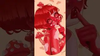 Red Mushroom girl drawing inspired Minecraft Mooshroom cows 🍄🐄 #art #digitalart #artprocess
