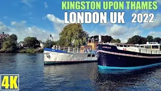 Walking tour at Kingston Riverside | Royal Borough of Kingston Upon Thames, England | 4K
