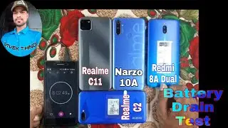 Realme C11 vs Narzo 10A vs C2 vs Redmi 8A Dual Battery Drain test