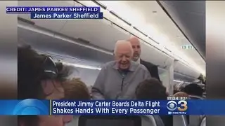 Former President Jimmy Carter Greets Airline Passengers
