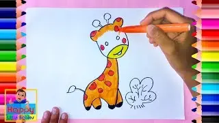 Cute Giraffe coloring and drawing Learn Colors for kids| Drawing for Kids | Happy Little Babies !