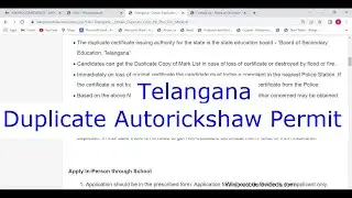 Telangana - Apply Online for Duplicate Contract Carriage Autorickshaw (Pucca) Permit (Online)