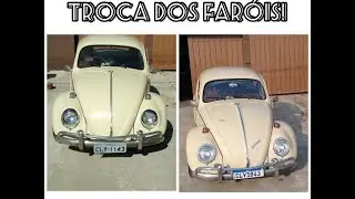 Troca do farol Fusca tremend&atilde;o pelo olho de boi, Fusca 69
