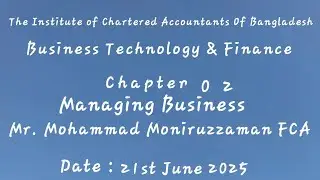 CL, Business Technology and Finance. Chapter 2. Managing a business. @CA_Professional_Lecture