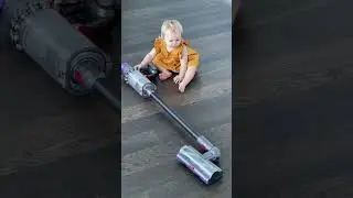 Exploring vacuum cleaner. Cute Baby Short video!